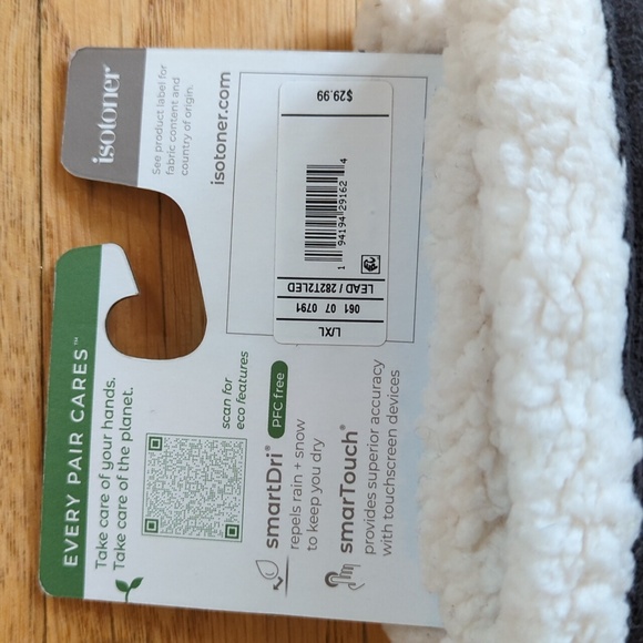 Isotoner Lead Microsuede smarTouch smartDri Sherpa Lined Gloves Size L/XL - Picture 6 of 7